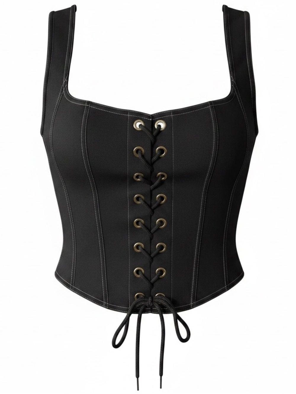 Black Lace-Up Corset Top